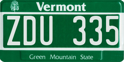 VT license plate ZDU335