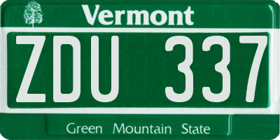 VT license plate ZDU337