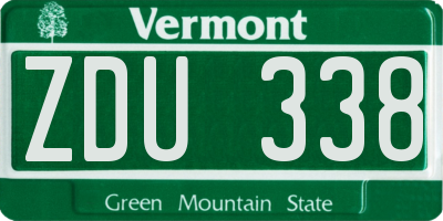 VT license plate ZDU338