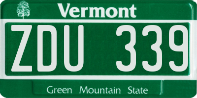 VT license plate ZDU339