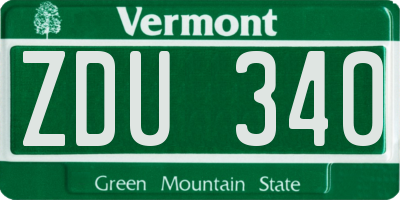 VT license plate ZDU340