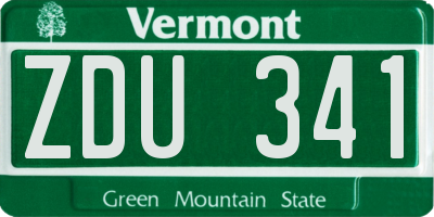 VT license plate ZDU341