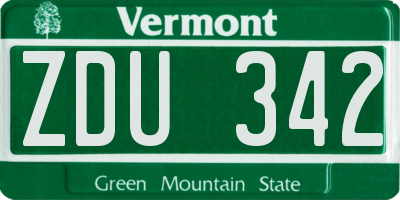 VT license plate ZDU342