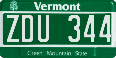 VT license plate ZDU344