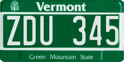 VT license plate ZDU345