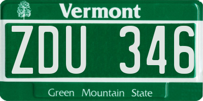 VT license plate ZDU346
