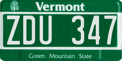 VT license plate ZDU347