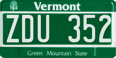 VT license plate ZDU352