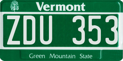 VT license plate ZDU353