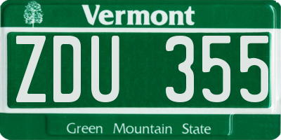 VT license plate ZDU355