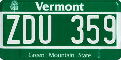 VT license plate ZDU359