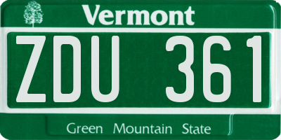 VT license plate ZDU361