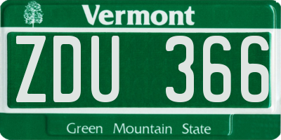 VT license plate ZDU366