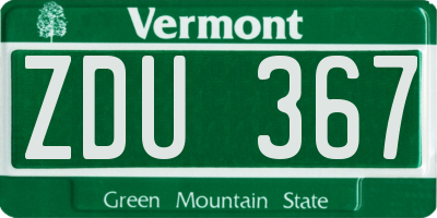 VT license plate ZDU367