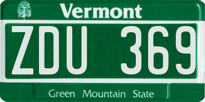 VT license plate ZDU369