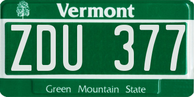 VT license plate ZDU377