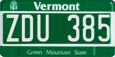 VT license plate ZDU385