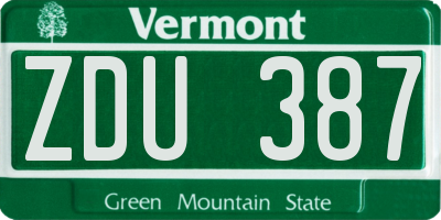 VT license plate ZDU387