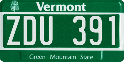 VT license plate ZDU391