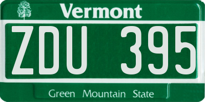 VT license plate ZDU395