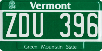 VT license plate ZDU396