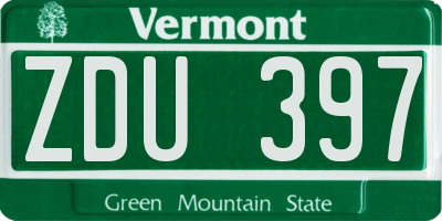 VT license plate ZDU397