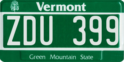 VT license plate ZDU399