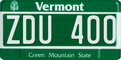 VT license plate ZDU400