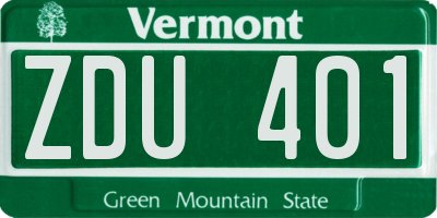 VT license plate ZDU401