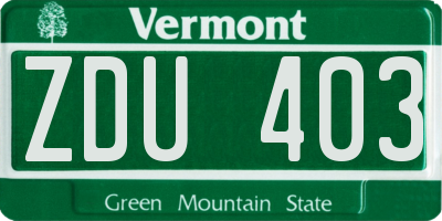 VT license plate ZDU403