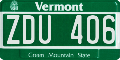 VT license plate ZDU406