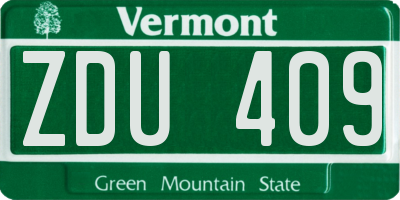 VT license plate ZDU409