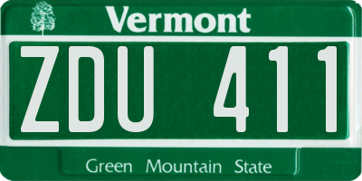 VT license plate ZDU411