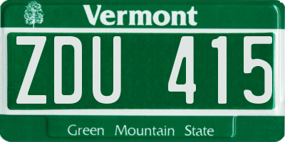VT license plate ZDU415