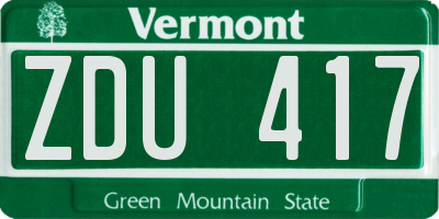 VT license plate ZDU417