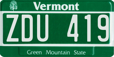 VT license plate ZDU419