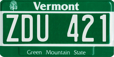 VT license plate ZDU421