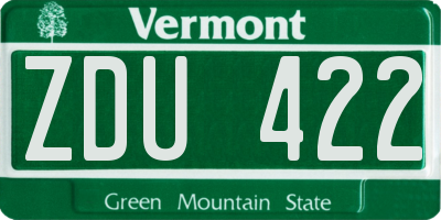 VT license plate ZDU422