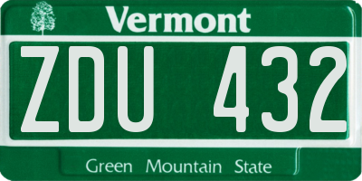 VT license plate ZDU432