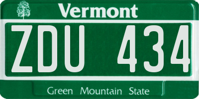 VT license plate ZDU434