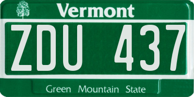 VT license plate ZDU437