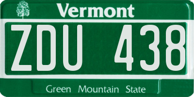 VT license plate ZDU438