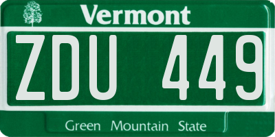 VT license plate ZDU449