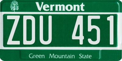 VT license plate ZDU451