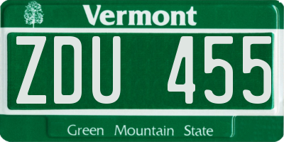 VT license plate ZDU455