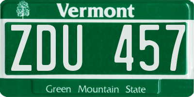 VT license plate ZDU457