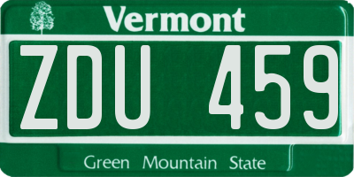 VT license plate ZDU459