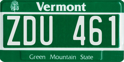 VT license plate ZDU461