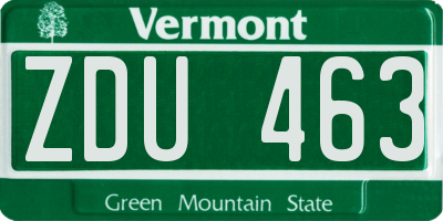 VT license plate ZDU463