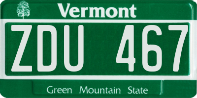 VT license plate ZDU467